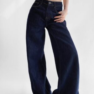 Raw Denim High Waist Loose Straight Floor Jeans