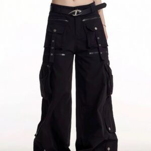 Retro Y2K Lace Up Wide Leg Jeans