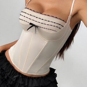 Tie Slim Lace Bow Bone Corset Cami Top