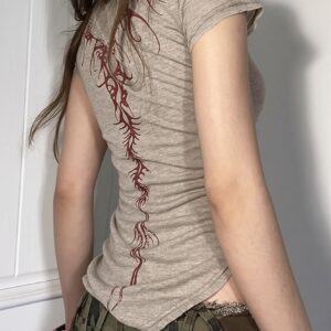 Y2K Grunge Printed Slim Short Sleeve T-shirt