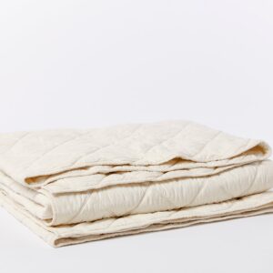 Alpine White Lightweight Diamond Stitched Crinkled Organic Percale Duvet Cover