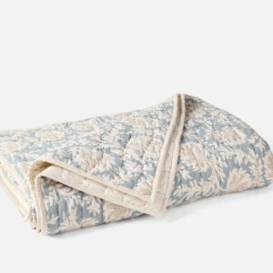 Fawn with Juniper Breathable Embroidered Handstitched Organic Cotton Quilt